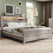 Pemberly Row Washed White Bedroom Set of Queen Bed & 2 Nightstands