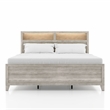 Pemberly Row Washed White Bedroom Set of Queen Bed & 2 Nightstands