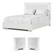 Pemberly Row White Bedroom Set with 2 Nightstands and Queen Bed