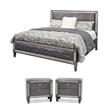 Pemberly Row Bedroom Set with 2 Nightstands and Queen Bed in Gray