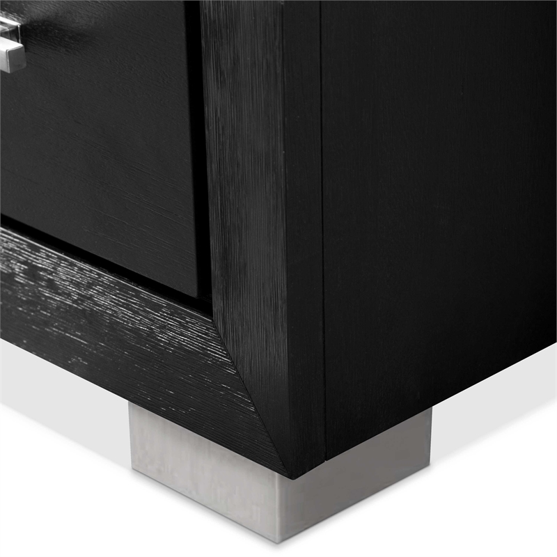 Pemberly Row King Bed and 2 Nightstands Set in Black