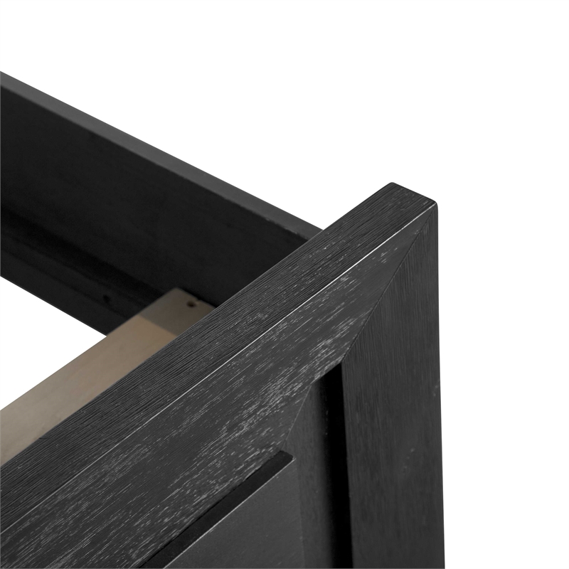 Pemberly Row King Bed and 2 Nightstands Set in Black