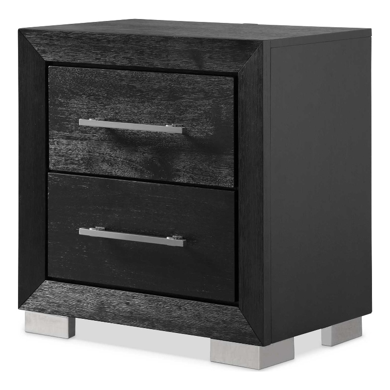 Pemberly Row King Bed and 2 Nightstands Set in Black