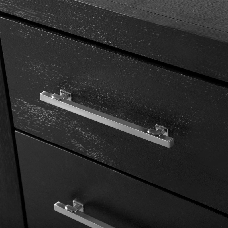 Pemberly Row King Bed and 2 Nightstands Set in Black