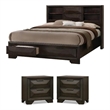 Pemberly Row Queen Bed and 2 Nightstands Set in Espresso Finish