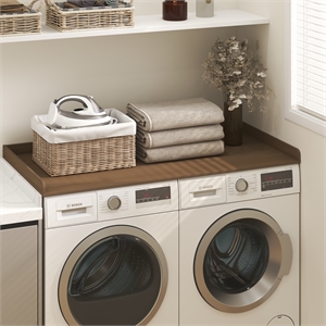 Pemberly Row Washer Dryer Countertop with Edge Rails in Modern Walnut