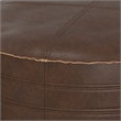 Pemberly Row Brody Round Pouf in Distressed Dark Brown Faux Leather