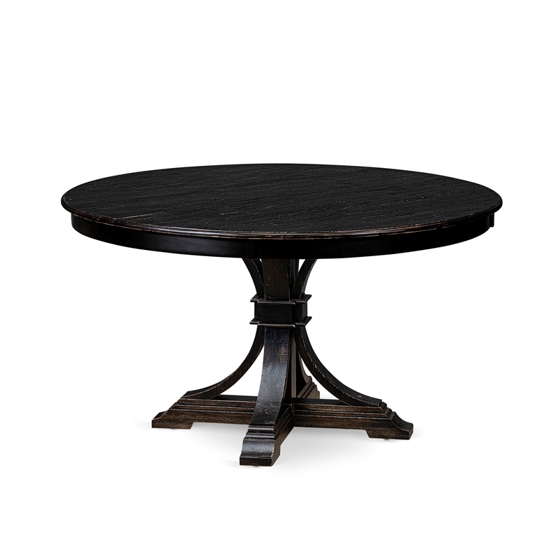 Pemberly Row Round Dining Table in Walnut Acacia Wood Finish