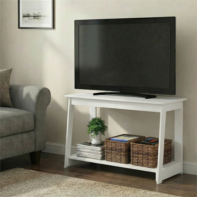 Pemberly Row 2-Tier Entertainment Center for TVs up to 36 in White