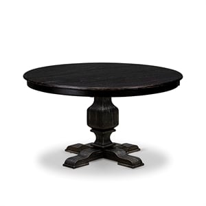 Pemberly Row Round Acacia Wood Dining Table in Black Finish