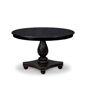 Pemberly Row Round Dining Table in Sand Blasted Black Acacia Wood
