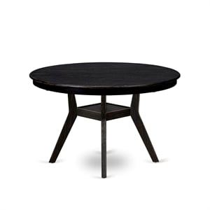 Pemberly Row Round Dining Table in Sand Blasted Black Wood Finish