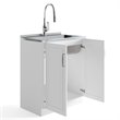Pemberly Row Deluxe Laundry Cabinet with Stainless Steel Sink in White