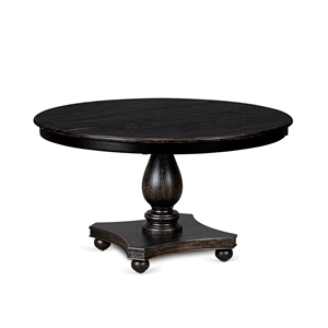 Pemberly Row Round Acacia Wood Kitchen Table in Black Finish