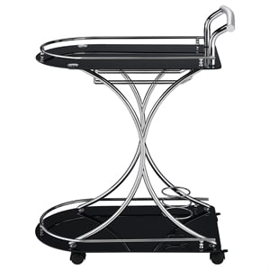 Pemberly Row 2-Tier Glass Bar Cart with Chrome Metal Frame