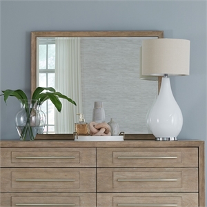 Pemberly Row Landscape Mirror with Picture Frame Molding in Brown