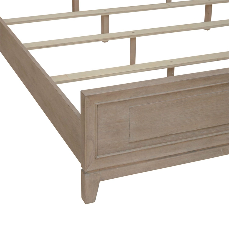 Pemberly Row King Upholstered Bed with Textured Taupe Panels in Brown