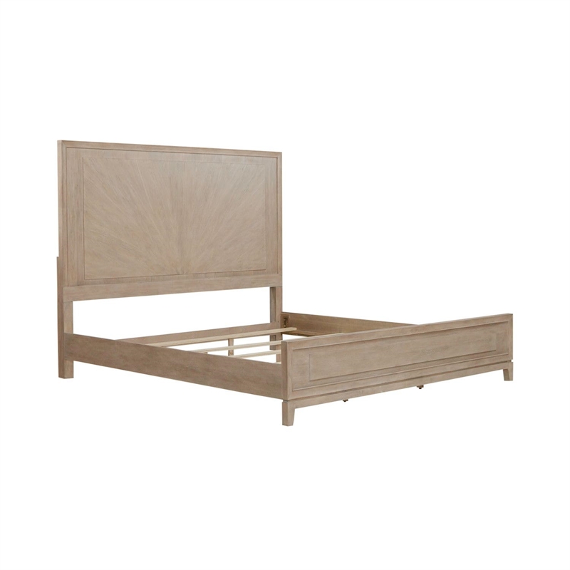 Pemberly Row King Upholstered Bed with Textured Taupe Panels in Brown