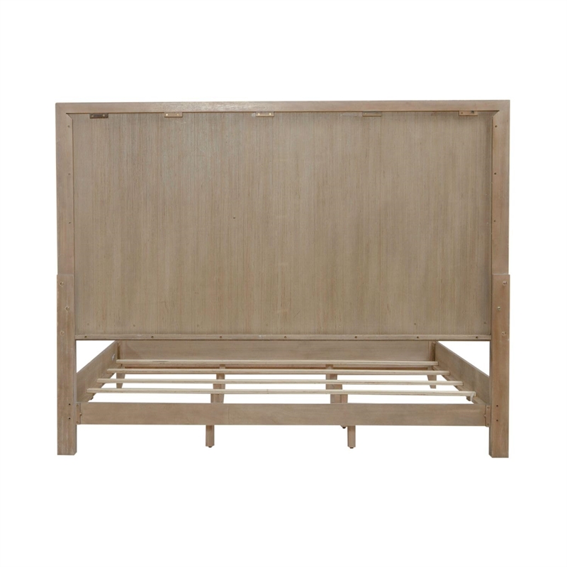 Pemberly Row King Upholstered Bed with Textured Taupe Panels in Brown