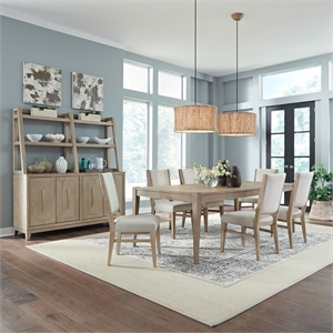 Pemberly Row 7 Piece Rectangular Dining Table Set with Chairs in Brown