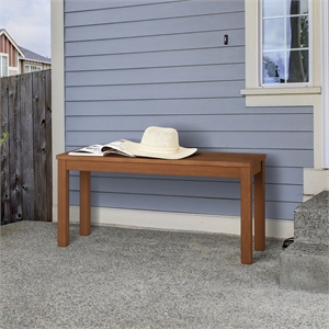Pemberly Row Outdoor Bench with Backless 330 lbs Capacity in Light Wood