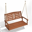 Pemberly Row 2-Seater Hanging Wooden Swing with Chain in Light Wood