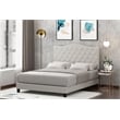 Pemberly Row Twin Upholstered Headboard with Slats No Box Spring in Beige