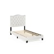 Pemberly Row Twin Upholstered Headboard with Slats No Box Spring in Beige