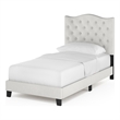 Pemberly Row Twin Upholstered Headboard with Slats No Box Spring in Beige