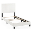 Pemberly Row Twin PU Leather Upholstered Bedframe in Plain White