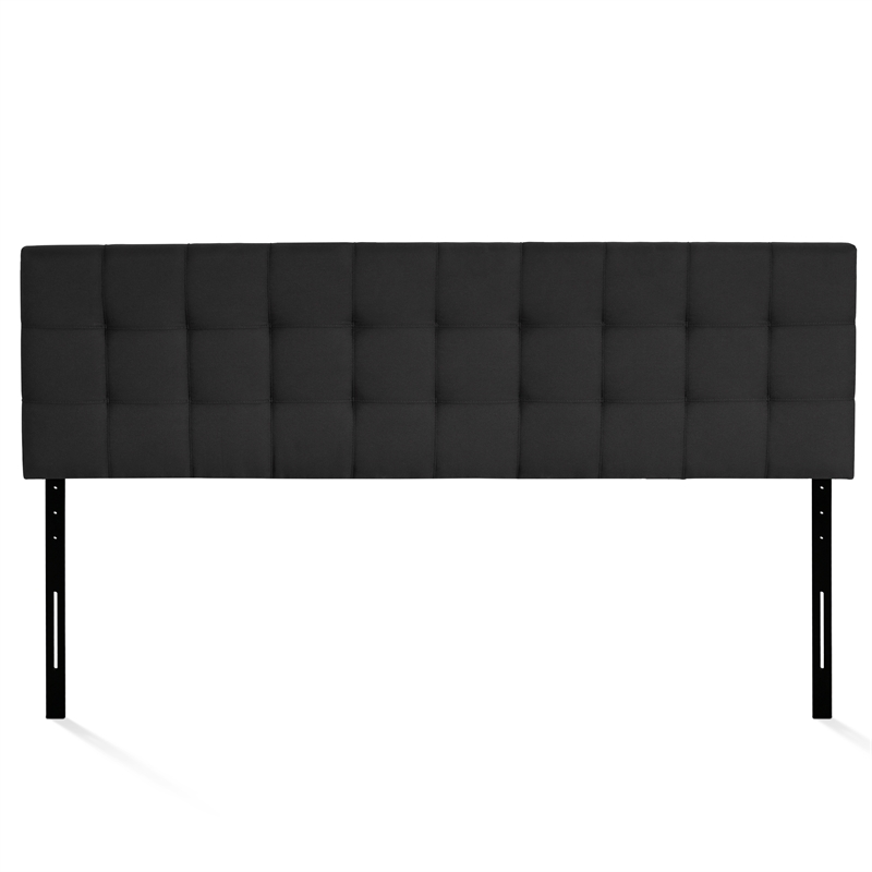 Pemberly Row King Upholstered Tufted Headboard in Plain Black