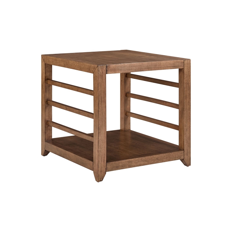 Pemberly Row 3 Piece Cocktail and End Table Set with Open Slats in Brown