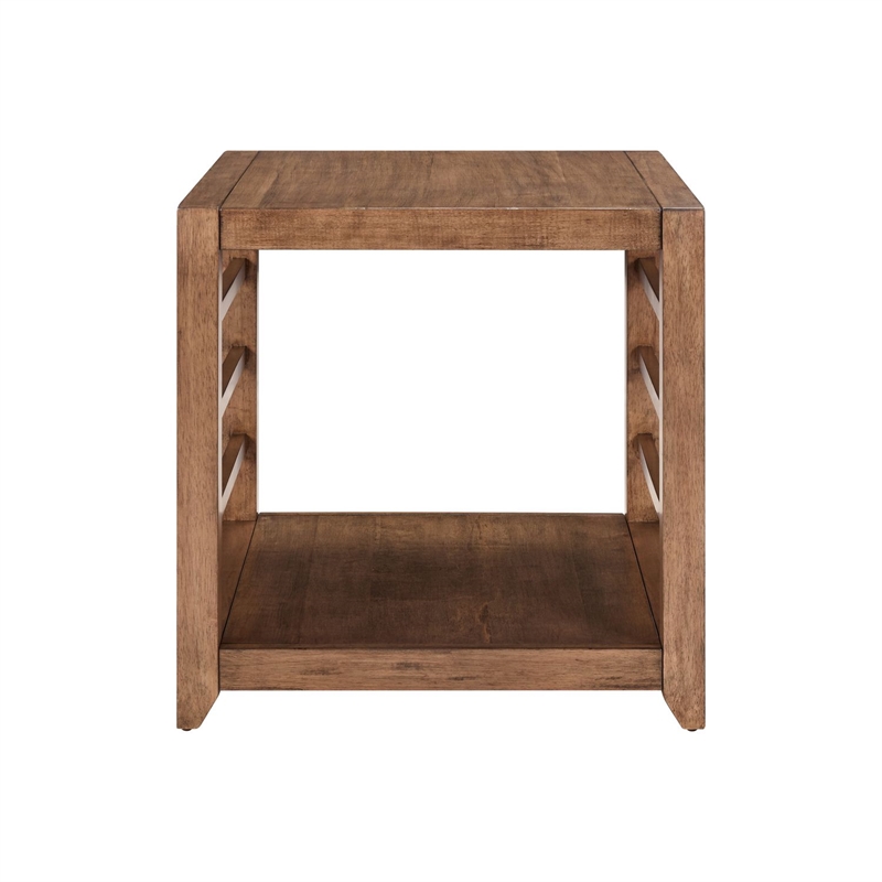 Pemberly Row 3 Piece Cocktail and End Table Set with Open Slats in Brown
