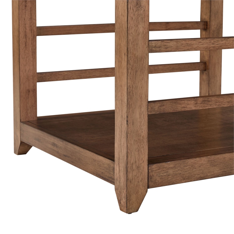 Pemberly Row 3 Piece Cocktail and End Table Set with Open Slats in Brown