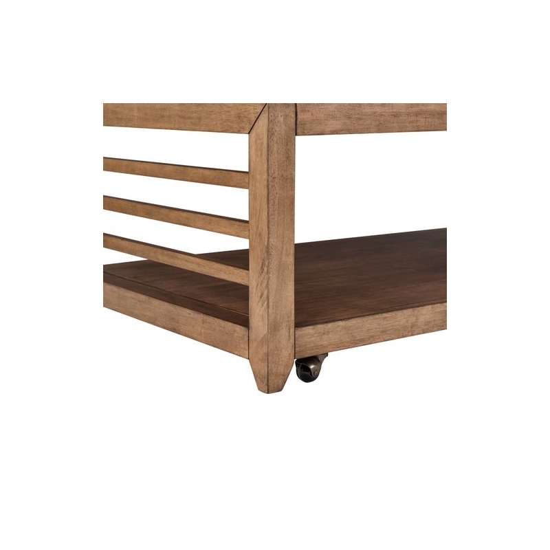 Pemberly Row 3 Piece Cocktail and End Table Set with Open Slats in Brown