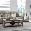 Pemberly Row 3 Piece Cocktail and End Table Set with Open Slats in Brown