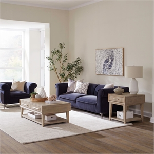 Pemberly Row 3 Piece Cocktail and End Table Set with Casters in Brown