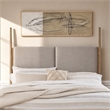 Pemberly Row Queen Upholstered Poster Headboard with Tapered Posts in Brown