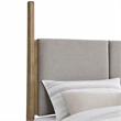 Pemberly Row Queen Upholstered Poster Headboard with Tapered Posts in Brown