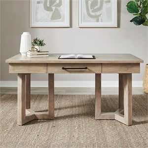 Pemberly Row Writing Desk with Interlocking Block Legs in Brown