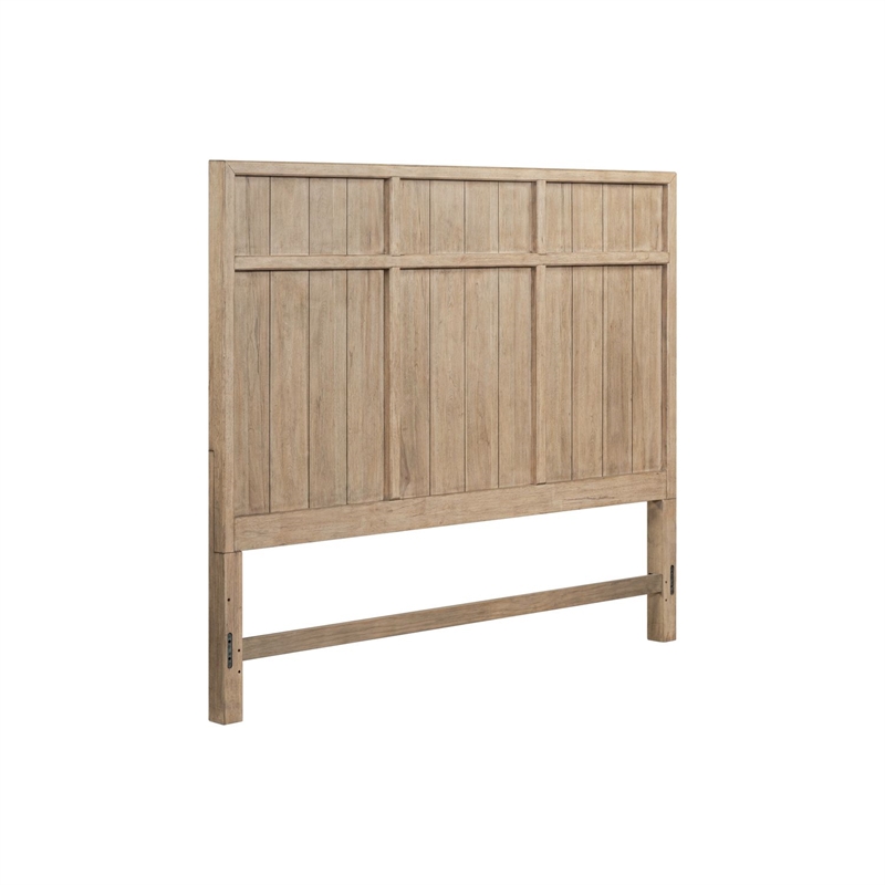 Pemberly Row King Panel Headboard with Picture Frame Molding in Brown