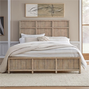 Pemberly Row Queen Panel Bed with Picture Frame Molding in Brown