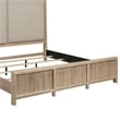 Pemberly Row King Poster Bed with Upholstered Headboard Panels in Brown