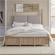 Pemberly Row King Poster Bed with Upholstered Headboard Panels in Brown