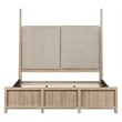 Pemberly Row King Poster Bed with Upholstered Headboard Panels in Brown