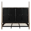 Pemberly Row King Poster Bed with Upholstered Headboard Panels in Brown