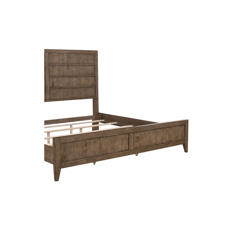 Pemberly Row California King Panel Bed with Picture Frame Molding in Brown