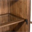 Pemberly Row Glass Door Bunching Display Cabinet with LED Lighting in Brown