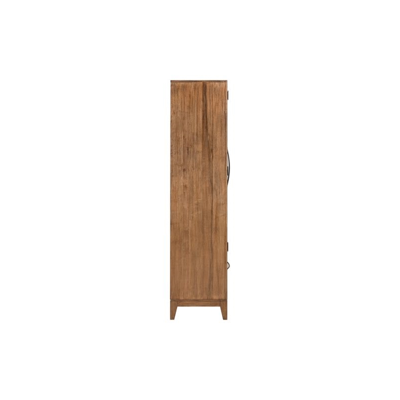 Pemberly Row Glass Door Bunching Display Cabinet with LED Lighting in Brown