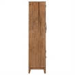 Pemberly Row Glass Door Bunching Display Cabinet with LED Lighting in Brown